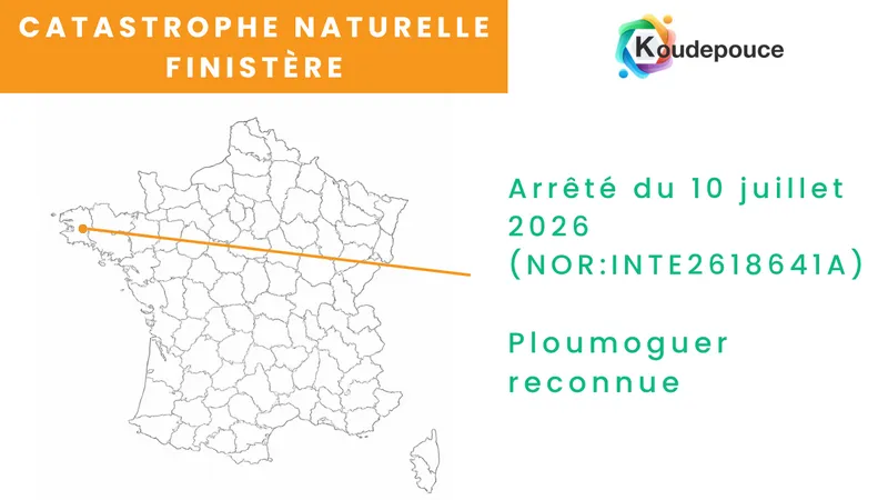 Catastrophe naturelle à Ploumoguer dans le Finistère - arrêté du 10 juillet 2026